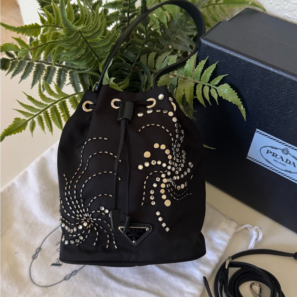 Prada Black Crystal Embellished Shoulder Bag - Picture 4 of 6